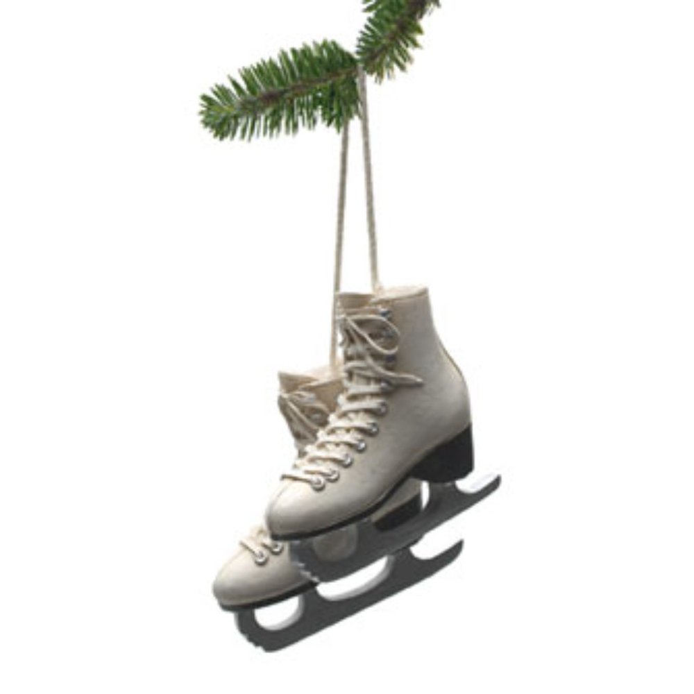 Abbott Collection Figure Skates Ornament Ivory Resin Ice Skating Decor NWT